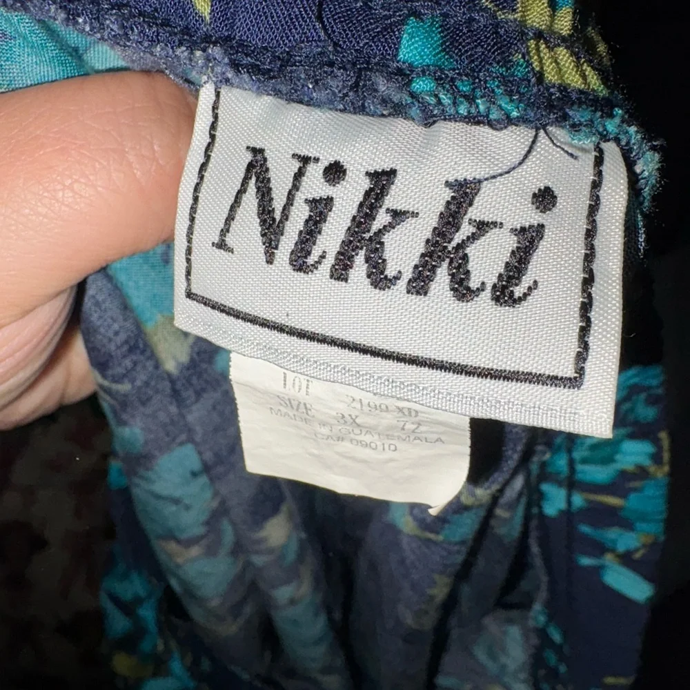 Vintage Nikki Blue and Green Floral Midi Skirt| Size 3x - Picture 3 of 3